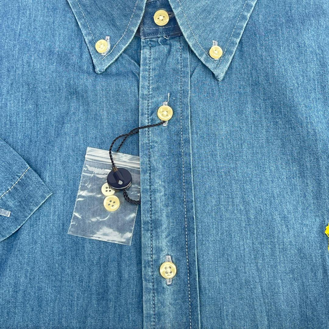 Men Custom Fit Light Blue Denim Short Sleeve