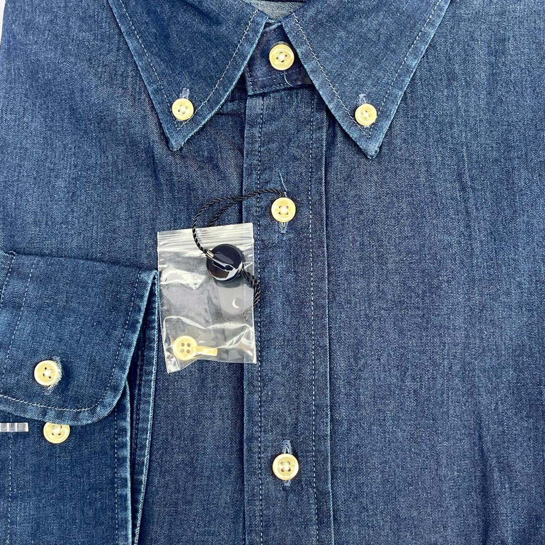 Men Custom Fit Navy Blue Denim Long Sleeve