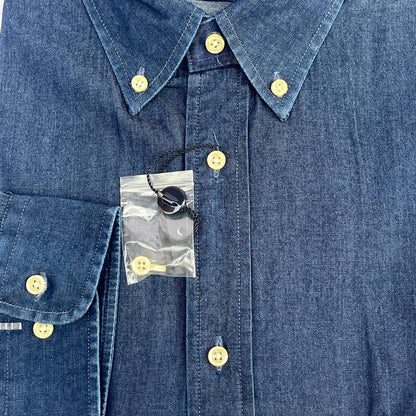 Men Custom Fit Navy Blue Denim Long Sleeve