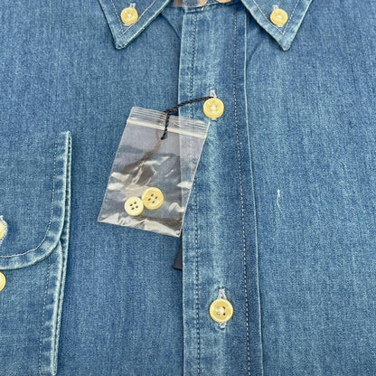 Men Custom Fit Light Blue Denim Long Sleeve
