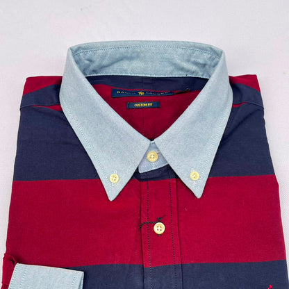 Maroon & Navy Wide Stripe Custom Fit Long Sleeve