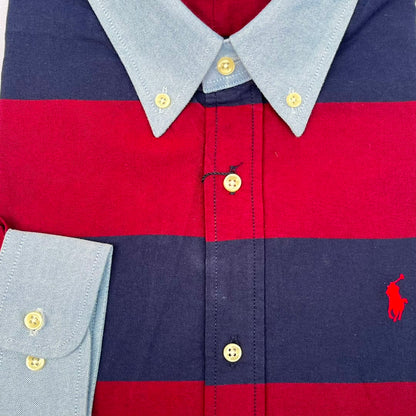 Maroon & Navy Wide Stripe Custom Fit Long Sleeve