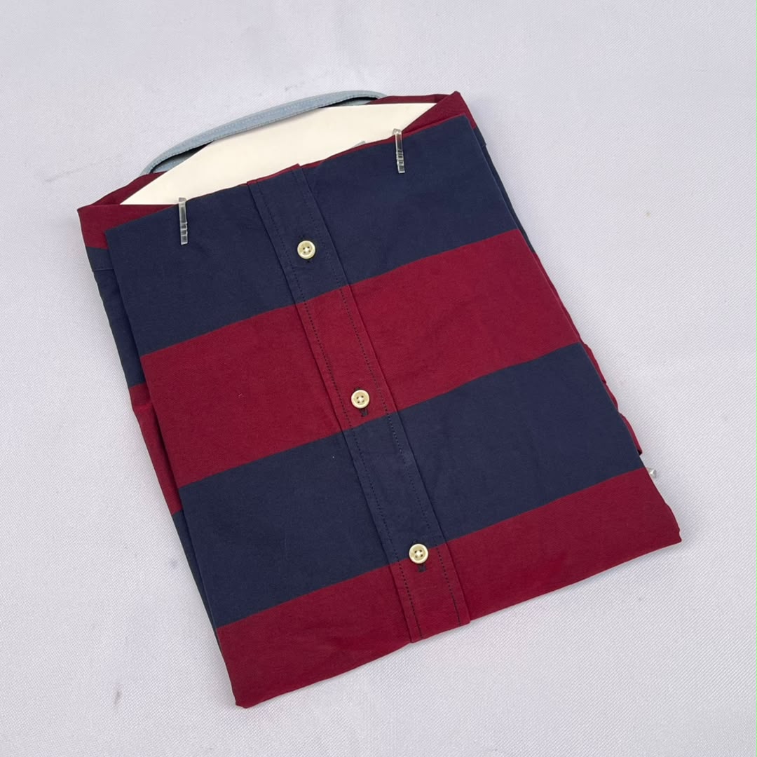 Maroon & Navy Wide Stripe Custom Fit Long Sleeve