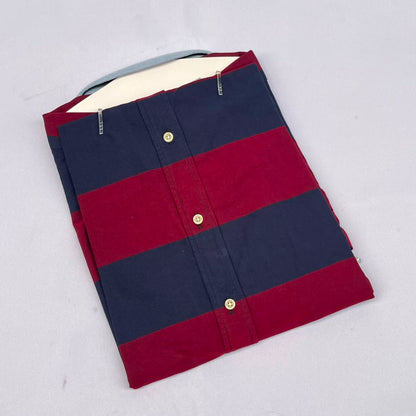 Maroon & Navy Wide Stripe Custom Fit Long Sleeve