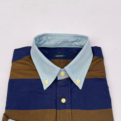 Chambray Accent Bold Stripe Custom Fit Long Sleeve