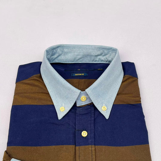 Chambray Accent Bold Stripe Custom Fit Long Sleeve