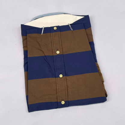Chambray Accent Bold Stripe Custom Fit Long Sleeve