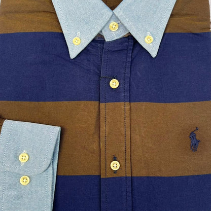 Chambray Accent Bold Stripe Custom Fit Long Sleeve