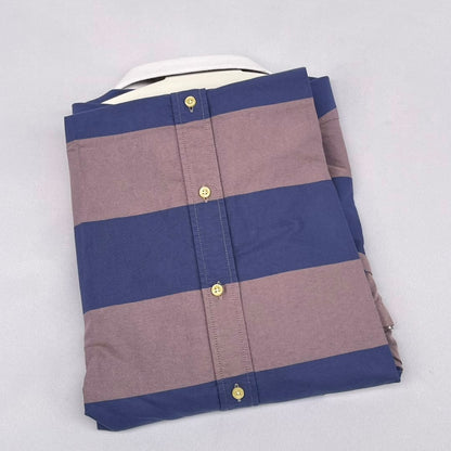 Slate Blue & Mauve Rugby Bold Stripe Custom Fit Long Sleeve