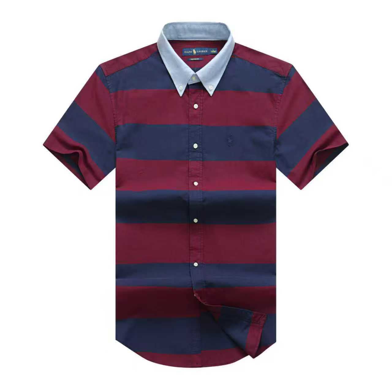 Maroon & Navy Wide Stripe Custom Fit Short Sleeve
