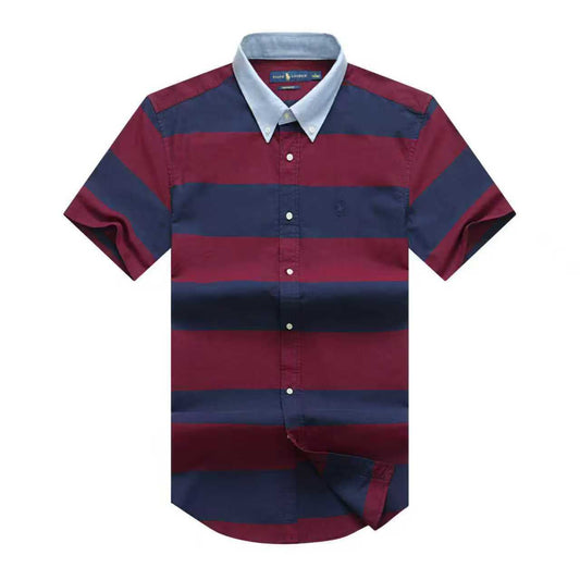 Maroon & Navy Wide Stripe Custom Fit Short Sleeve