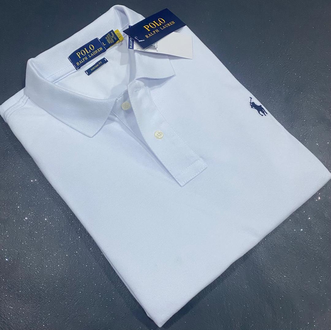 Men White Short Sleeve Polo Shirt