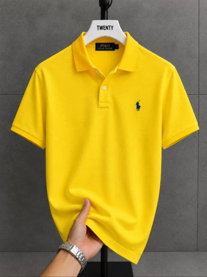 Men Yellow Short Sleeve Polo Shirt