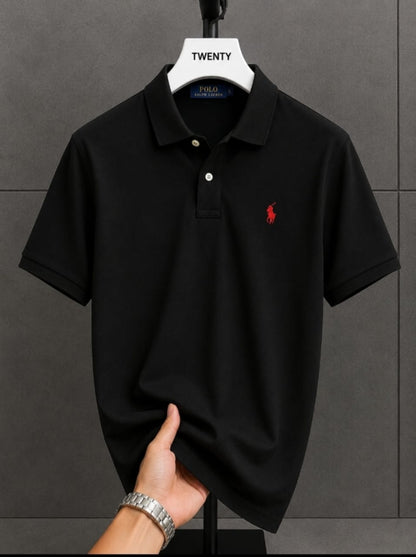 Men Black Short Sleeve Polo Shirt