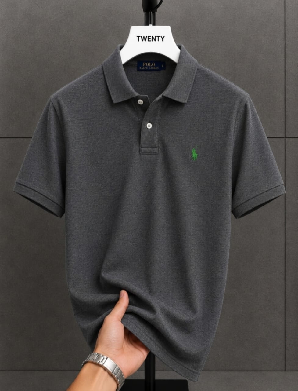 Men Charcoal Gray Short Sleeve Polo Shirt