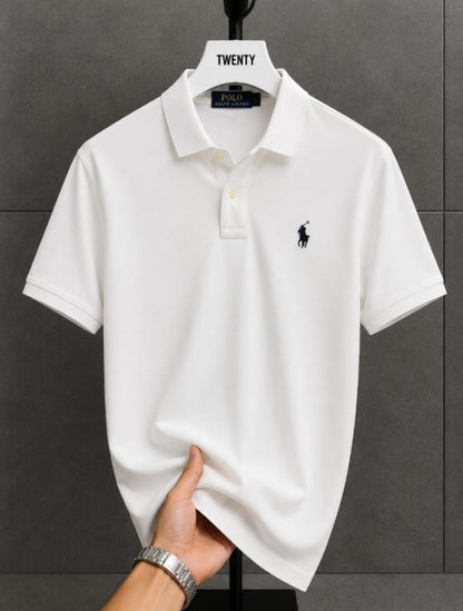 Men White Short Sleeve Polo Shirt