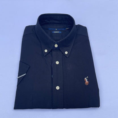 Black Oxford Custom Fit Plain Short Sleeve
