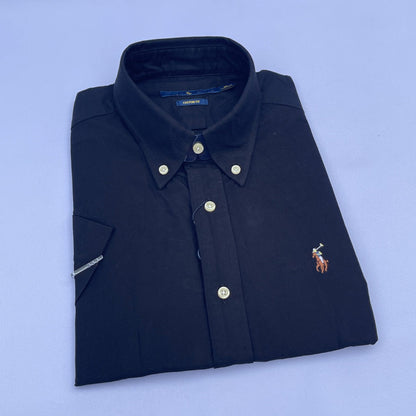 Black Oxford Custom Fit Plain Short Sleeve