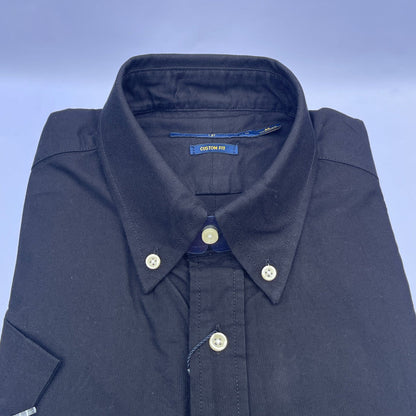 Black Oxford Custom Fit Plain Short Sleeve