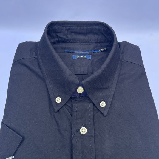 Black Oxford Custom Fit Plain Short Sleeve