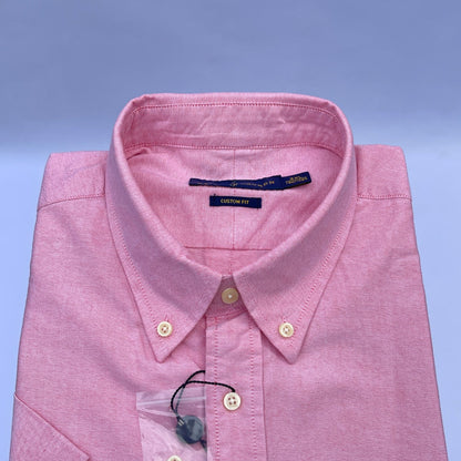 Peach Oxford Custom Fit Plain Short Sleeve