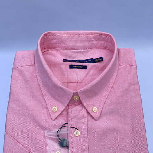 Peach Oxford Custom Fit Plain Short Sleeve