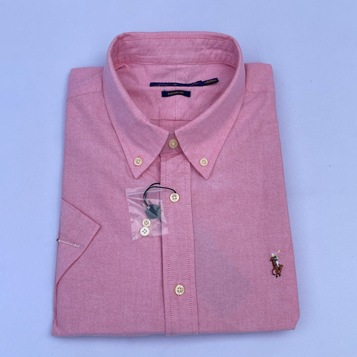 Peach Oxford Custom Fit Plain Short Sleeve
