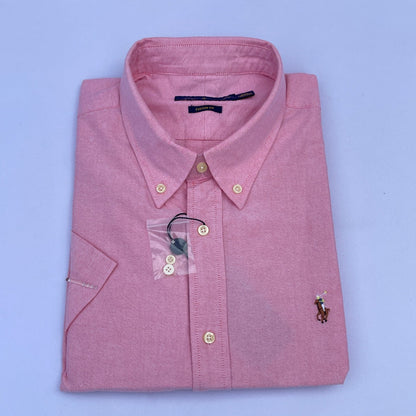 Peach Oxford Custom Fit Plain Short Sleeve