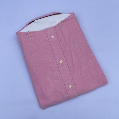 Peach Oxford Custom Fit Plain Short Sleeve