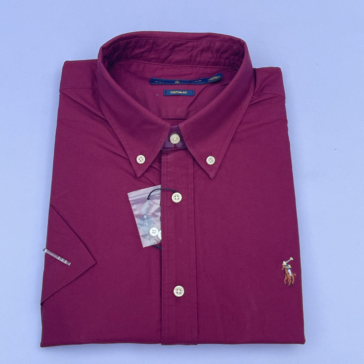 Wine Oxford Custom Fit Plain Short Sleeve