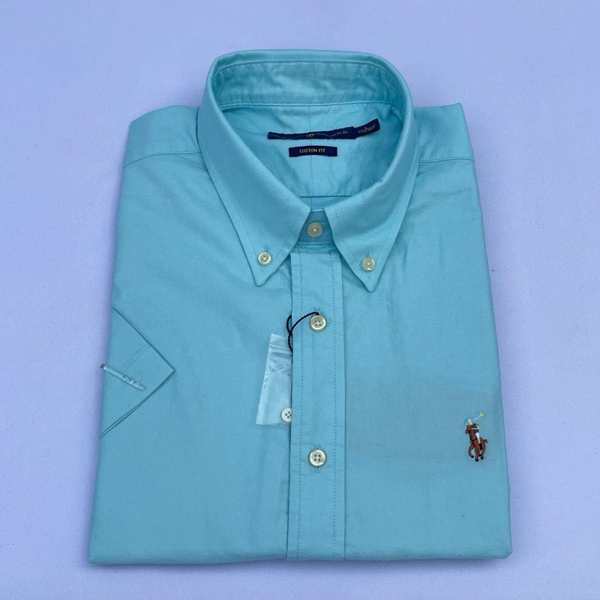 Mint Green Oxford Custom Fit Plain Short Sleeve