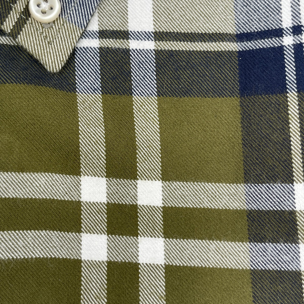 Olive Green Plaid Oxford Custom Fit Long Sleeve