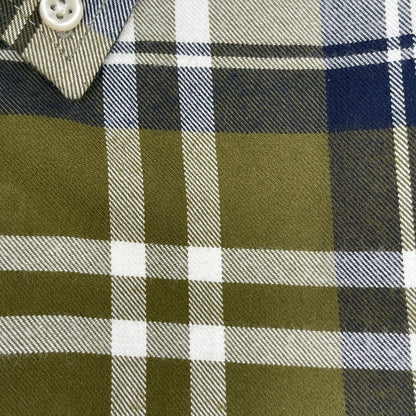 Olive Green Plaid Oxford Custom Fit Long Sleeve