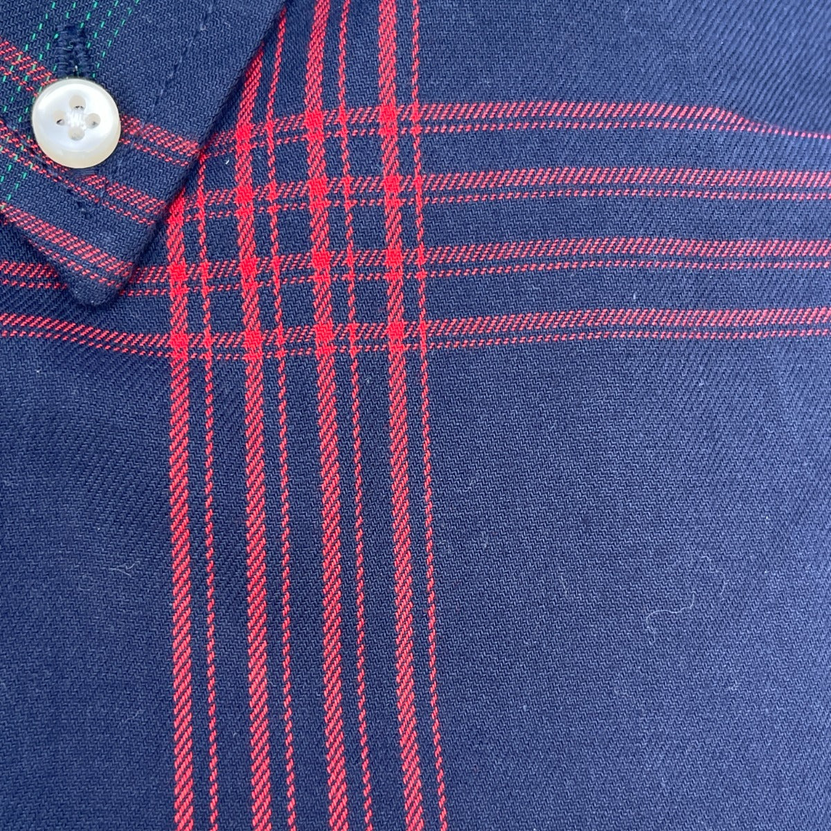 Navy Crimson Plaid Oxford Custom Fit Long Sleeve