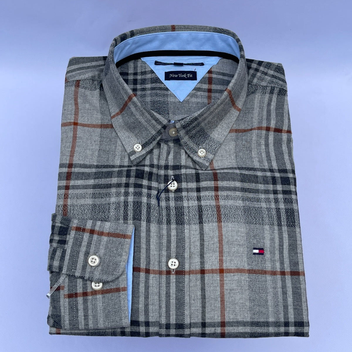 Gray Heather Plaid Oxford Custom Fit Long Sleeve