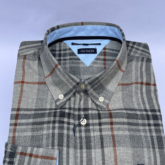 Gray Heather Plaid Oxford Custom Fit Long Sleeve